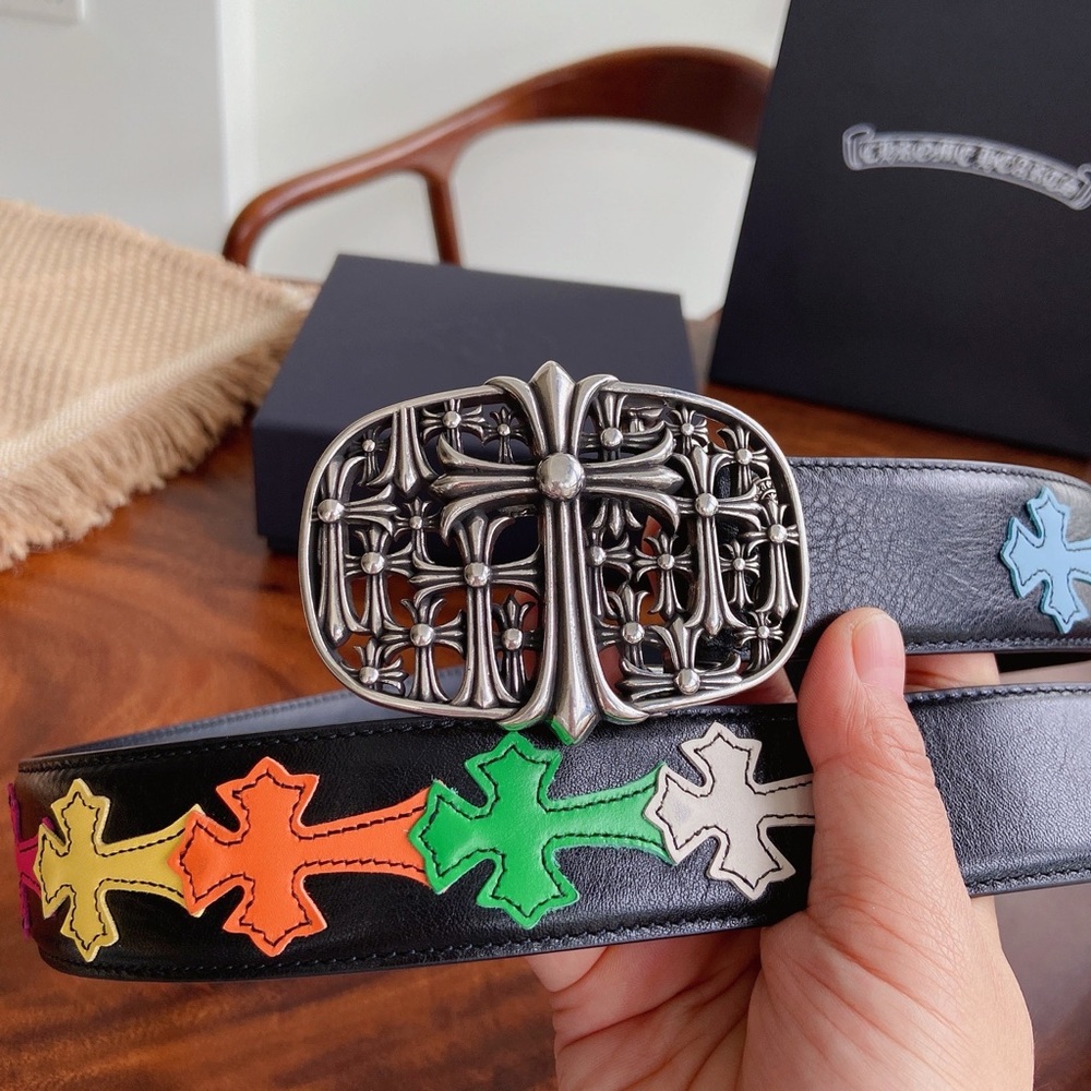 Chrome Hearts Cross-Motif Silver Buckle Belt - Picture 4 of 9